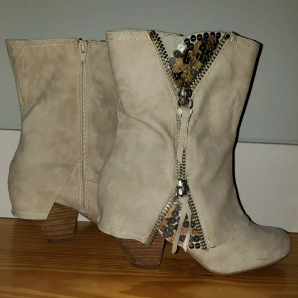 Not Rated Suede Sequin Cuff Booties - size 8.5
